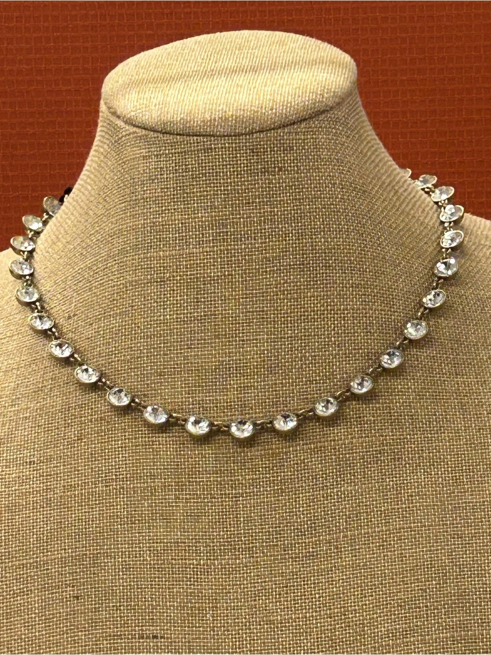 J. Crew Clear Crystal necklace with Velvet tie